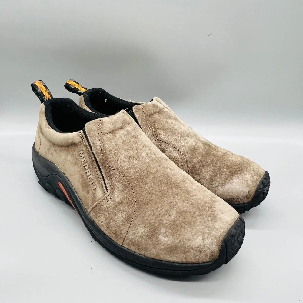 Merrell Jungle Moc Mens 10.5 Brown Suede Slip On Casual Hiking Gorpcore Shoes